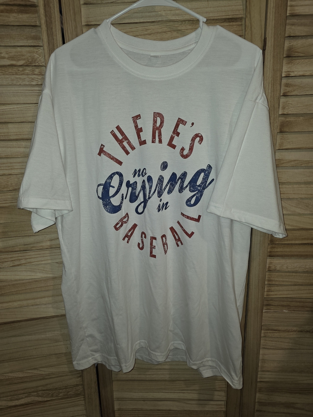NWOT White Graphic Tee - "There's No Crying in Baseball"